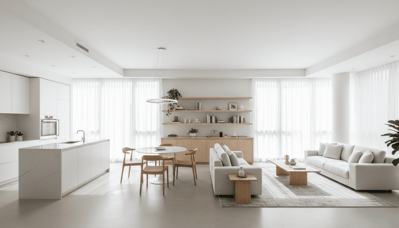 Clean modern apartment interior with natural light